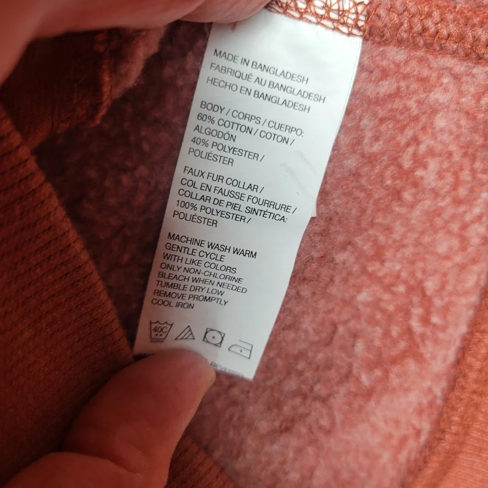 Arrow Sweatshirt Mens XL Orange Cotton Sherpa Lined Henley Neck Warm Wear Winter